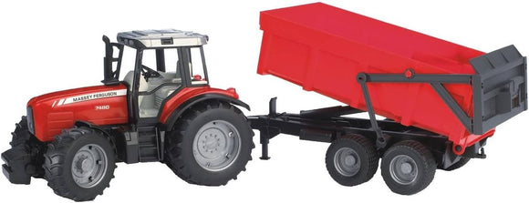 BRUDER 02045 MASSEY FERGUSON 7480 TRACTOR WITH TIPPING TRAILER