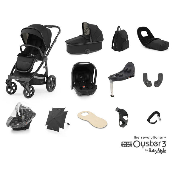 Oyster 3 Ultimate Travel System In Pixel on NEW Gloss Black Chassis