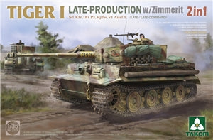TAKOM 2199 German WWII Tiger I Late/Late Command w/ Zimmerit 2 in 1 1/35 SCALE