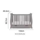 OBaby Stamford Mini Cot Bed with Drawer Taupe Grey