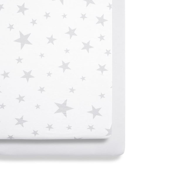 Snuz crib twin pack fitted sheets Grey Star