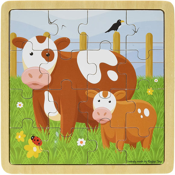 BIGJIGS BJ493 WOODEN COW AND CALF PUZZLE