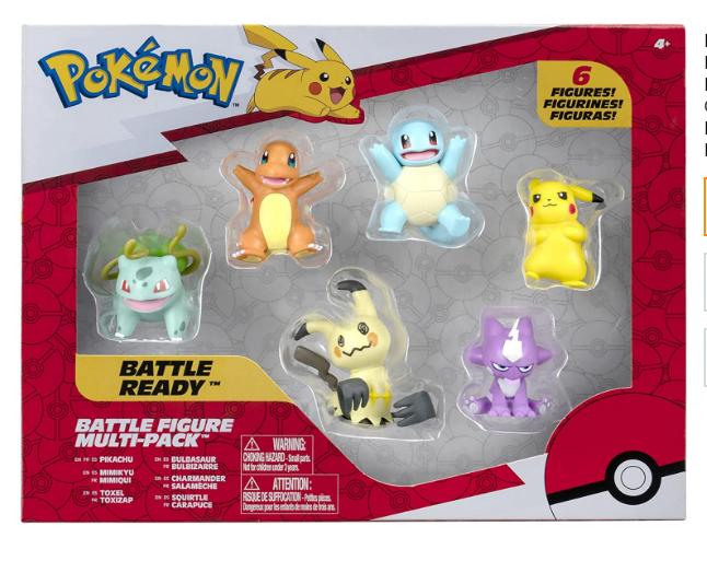 Jazwares: Pokémon First Partner Battle Figure Set Figuren 3er-Pack Qurtel, Milza & Amphizel