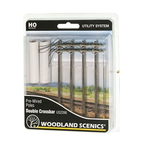 WOODLANDS SCENICS US2266 PRE WIRED POLES DOUBLE CROSSBAR