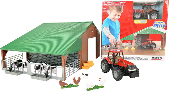 BRITAINS 47019A1 CASE IH TRACTOR AND SHED 1:32 SCALE PLAYSET