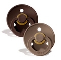 BIBS DUMMIES 110261 SIZE 1 COLOUR NATURAL RUBBER ROUND DARK OAK & MOCHA