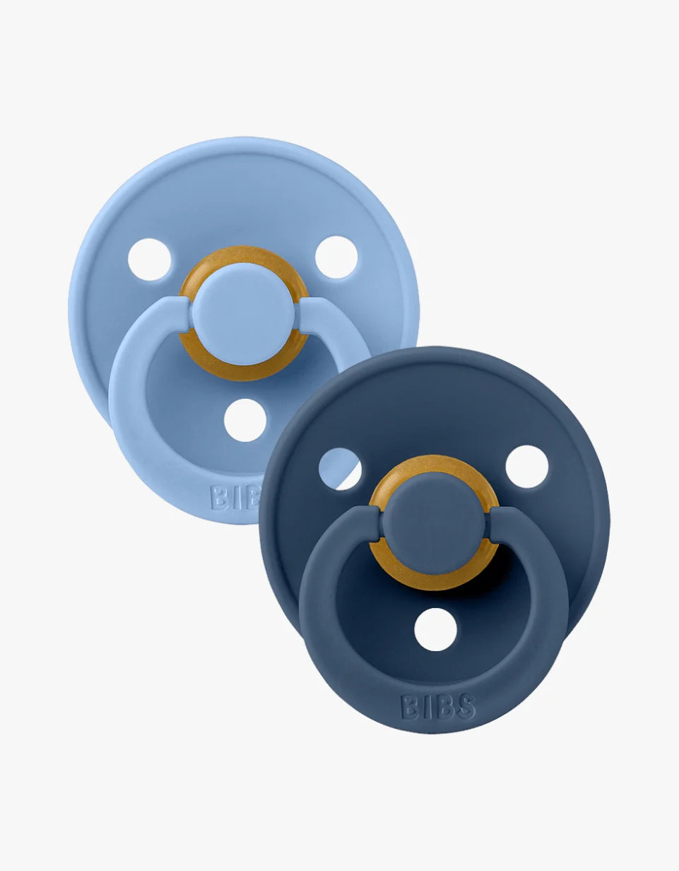 BIBS DUMMIES 120277 SIZE 2 COLOUR NATURAL RUBBER ROUND BLE & STEEL BLUE
