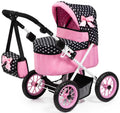 BAYER 13060AA DOLLS PRAM TRENDY PINK AND BLACK 39CM-68CM HANDLE