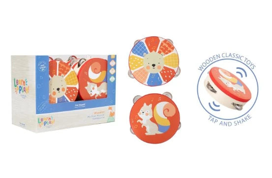 FIRST STEPS PS876 LEARN AND PLAY MY FIRST WOODEN TAMBOURINE (DESIGNS VARY)