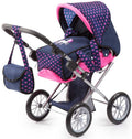 BAYER 13654AA DOLLS PRAM CITY STAR BLUE AND PINK 30CM-65CM HANDLE