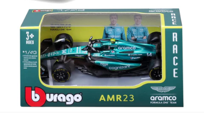 13 BURAGO 60039B NO14 ARAMCO AMR23 FERNANDO ALONSO F1 CAR 1/43RD SCALE