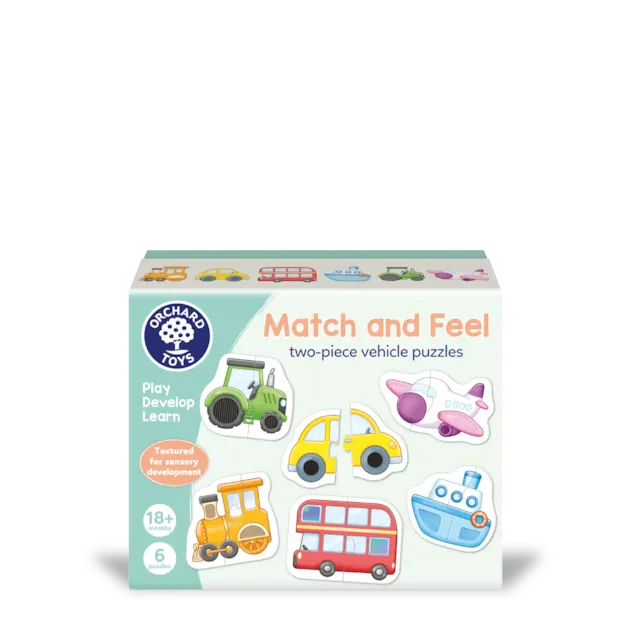 ORCHARD TOYS 140 MATCH AND FEEL VEHICLE TWO PIECE PUZZLES