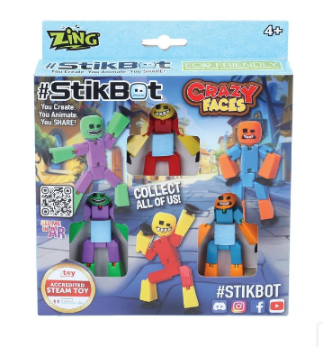 STIKBOT S1534 STIKBOT CRAZY FACES 3 FIGURE PACK