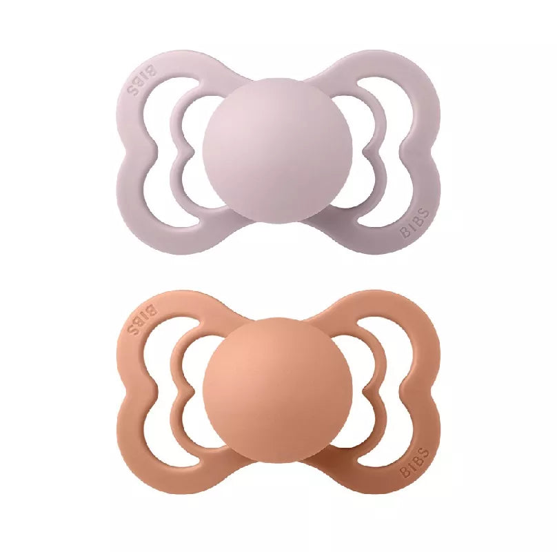 BIBS DUMMIES 170354 SIZE 1 SUPREME RUBBER LATEX SYMMETRICAL PINK PLUM & PEACH