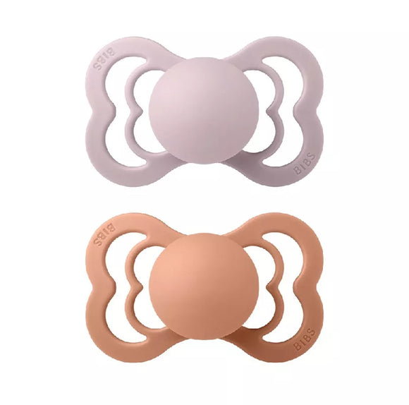 BIBS DUMMIES 170354 SIZE 1 SUPREME RUBBER LATEX SYMMETRICAL PINK PLUM & PEACH