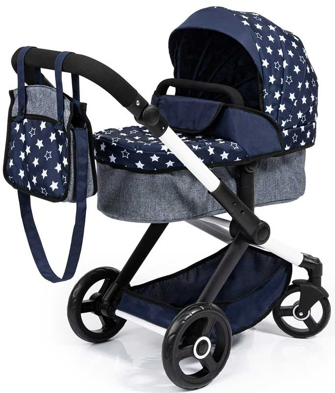 BAYER 17054AA DOLLS PRAM XEO BLUE 58CM-71CM HANDLE