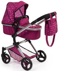 BAYER 18467AA DOLLS PRAM NEO VARIO DARK PINK 62CM-79CM HANDLE