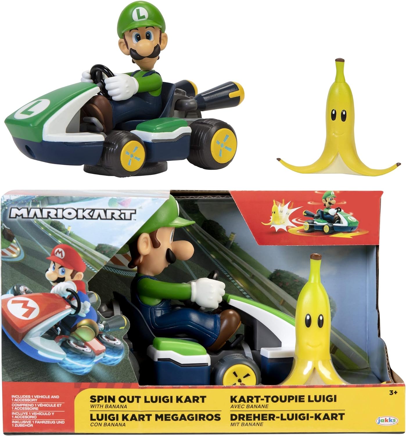 MARIOKART 40875 SPIN OUT LUIGI KART WITH BANANA