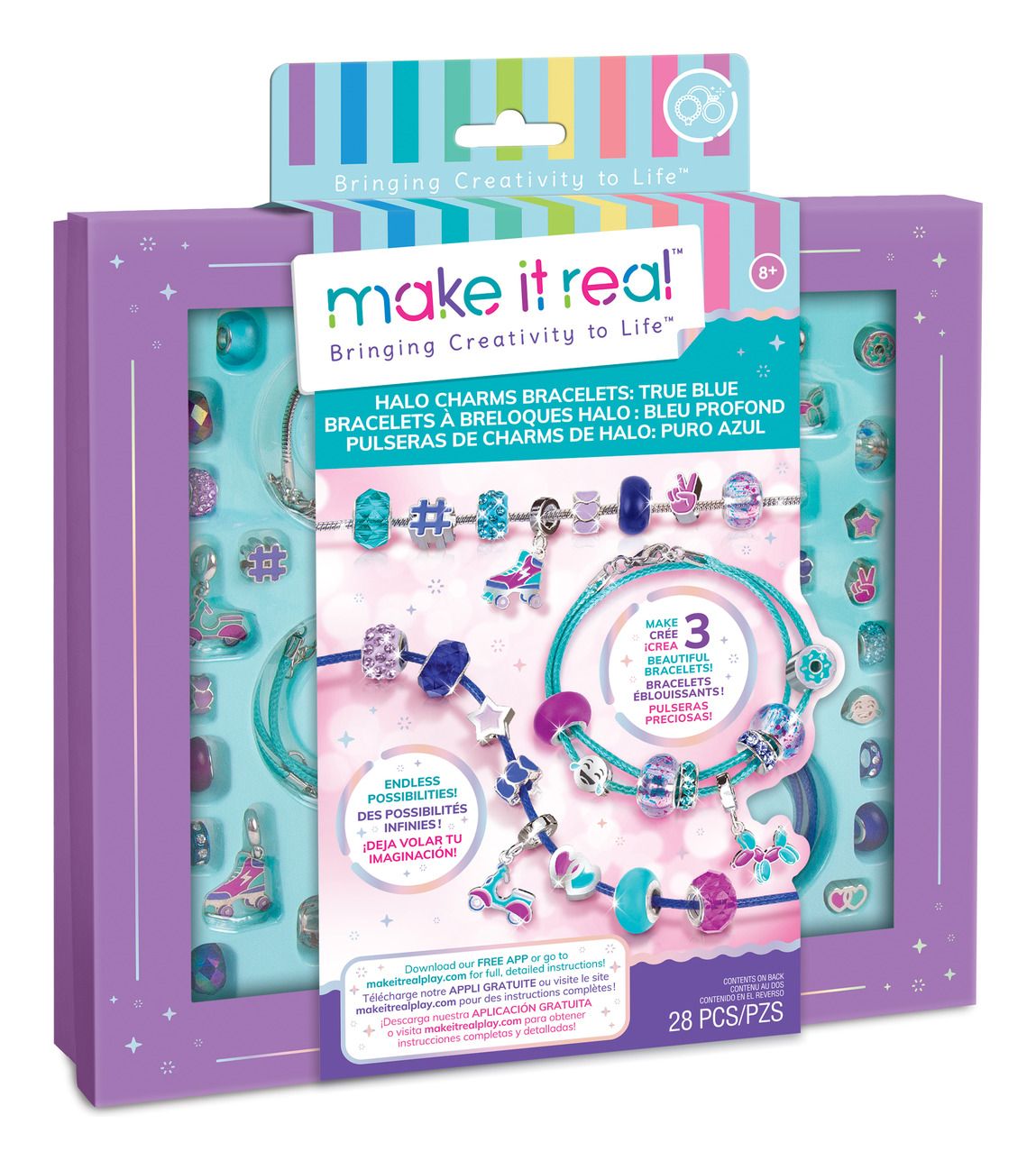** 50% OFF ** MAKE IT REAL 1721 HALO CHARMS: TRUE BLUE BRACELETS SET