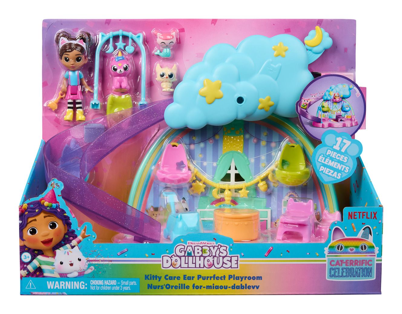 GABBYS DOLLHOUSE 6071538 KITTY CARE EAR PURRFECT PLAYROOM PLATSET