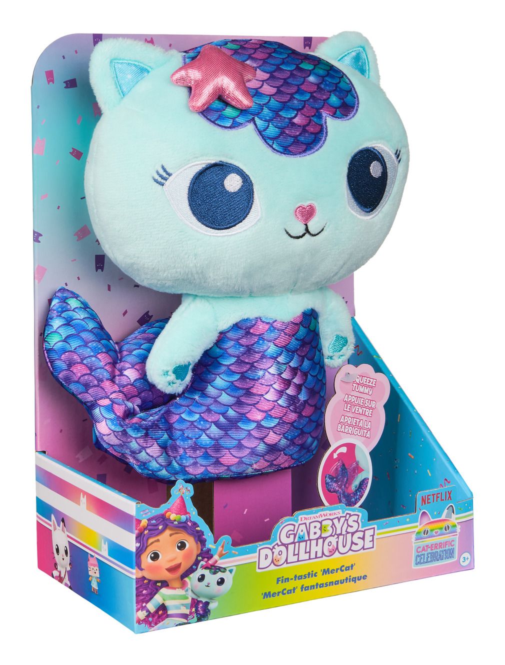 GABBYS DOLLHOUSE 6071766 DELUXE FIN-TASTIC MERCAT PLUSH