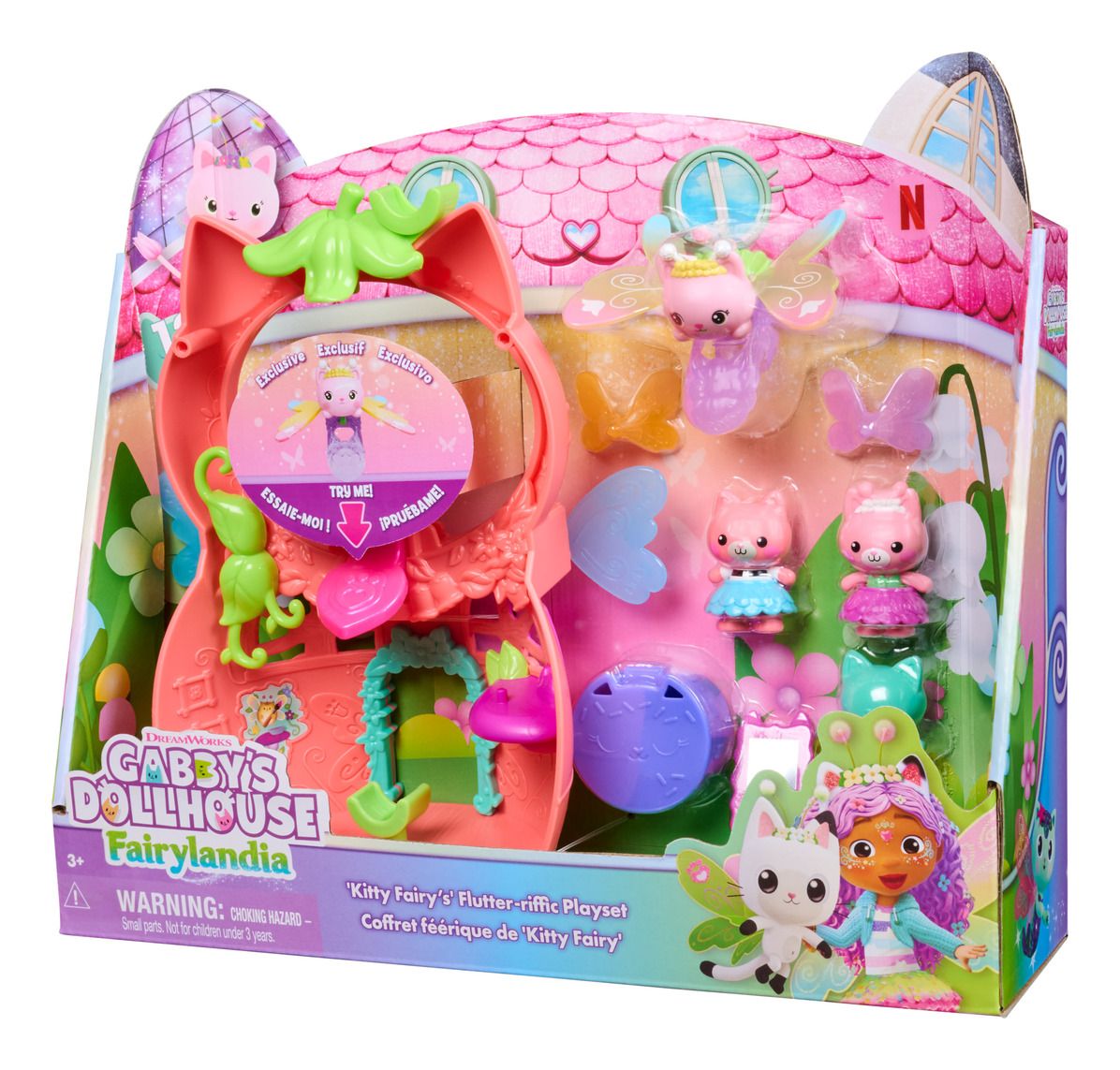 GABBYS DOLLHOUSE 6075567 KITTY FAIRY'S FLUTTER-RIFFIC PLAYSET