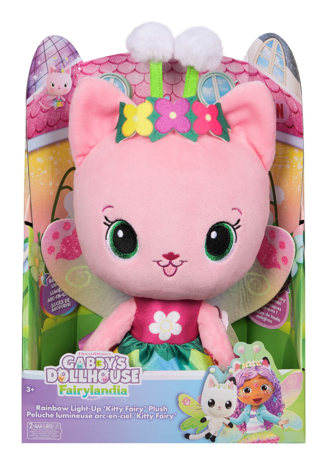 GABBYS DOLLHOUSE 6075633 FAIRYLANDIA RAINBOW LIGHT-UP KITTY FAIRY PLUSH