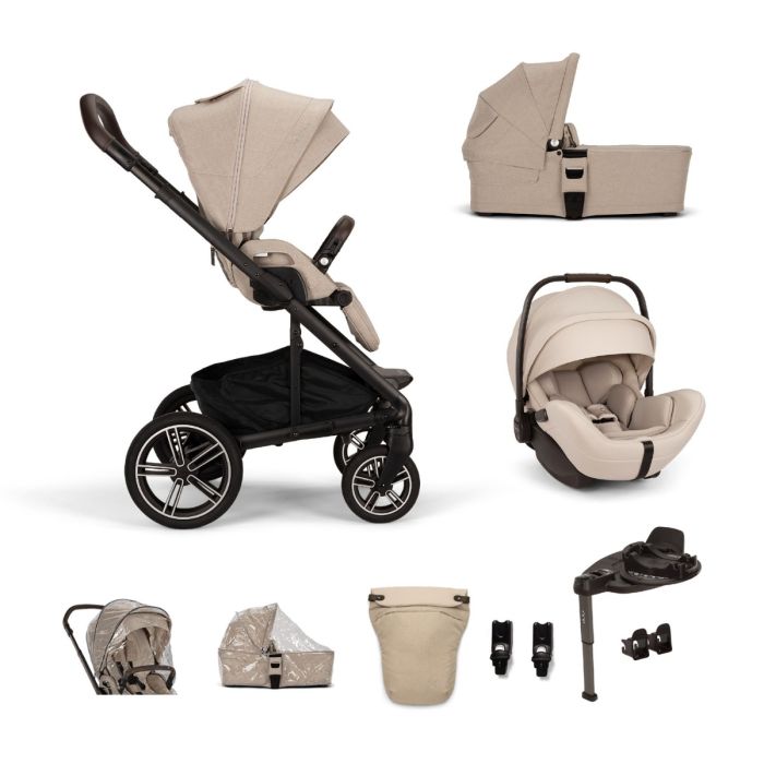 Nuna Mixx NEXT Travel System in Biscotti with Arra Flex Car seat and Curve Base