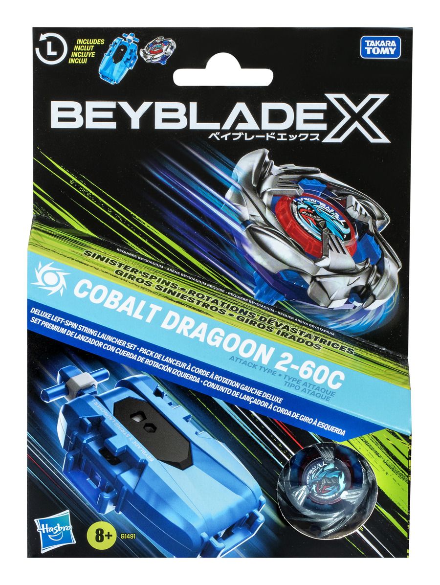 BEYBLADE X G1491 COBALT DRAGON 2-60C ATTACK LAUNCHER SET