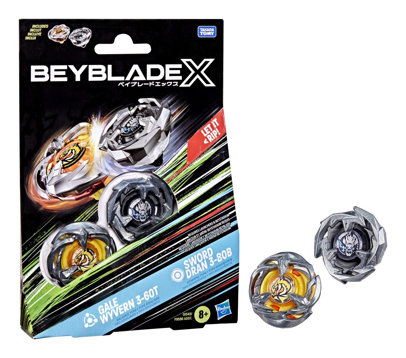 BEYBLADE X G1543 GALE WYVERN 3-60T & SWORD DRAN 3-80B DUAL PACK