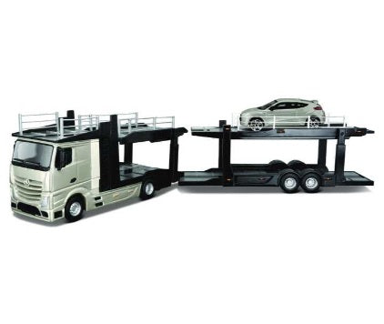 BURAGO 18-31456 MERCEDES CAR TRANSPORTER WITH VW POLO 1/43RD SCALE