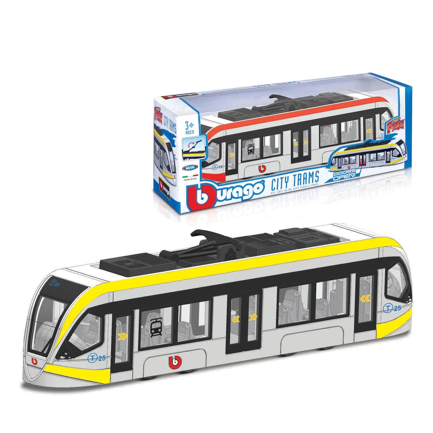 BURAGO 32105 CITY TRAM DIECAST MODEL (ASST COLOURS)