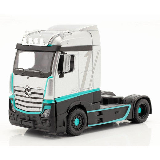 BURAGO 32202 CUSTOM CABS MERECEDS BENZ ACTROS GIGASPACE SILVER 1/43RD SCALE