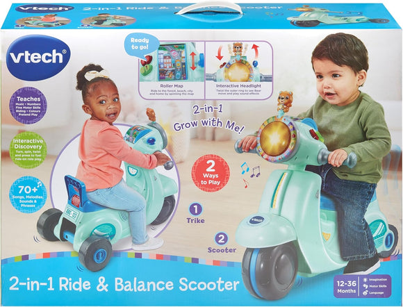 VTECH 572373 2 IN 1 RIDE & BALANCE SCOOTER BLUE