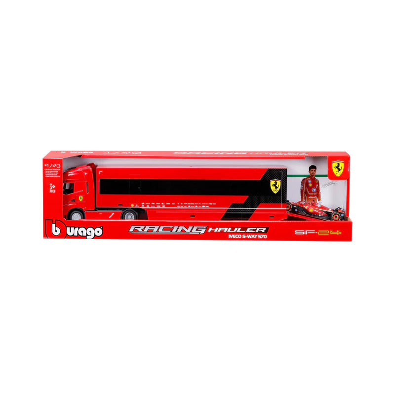 MAISTO 36867 F1 FERRARI IVECO S-Way 570 RACING TRANSPORTER WITH LECLERC CAR