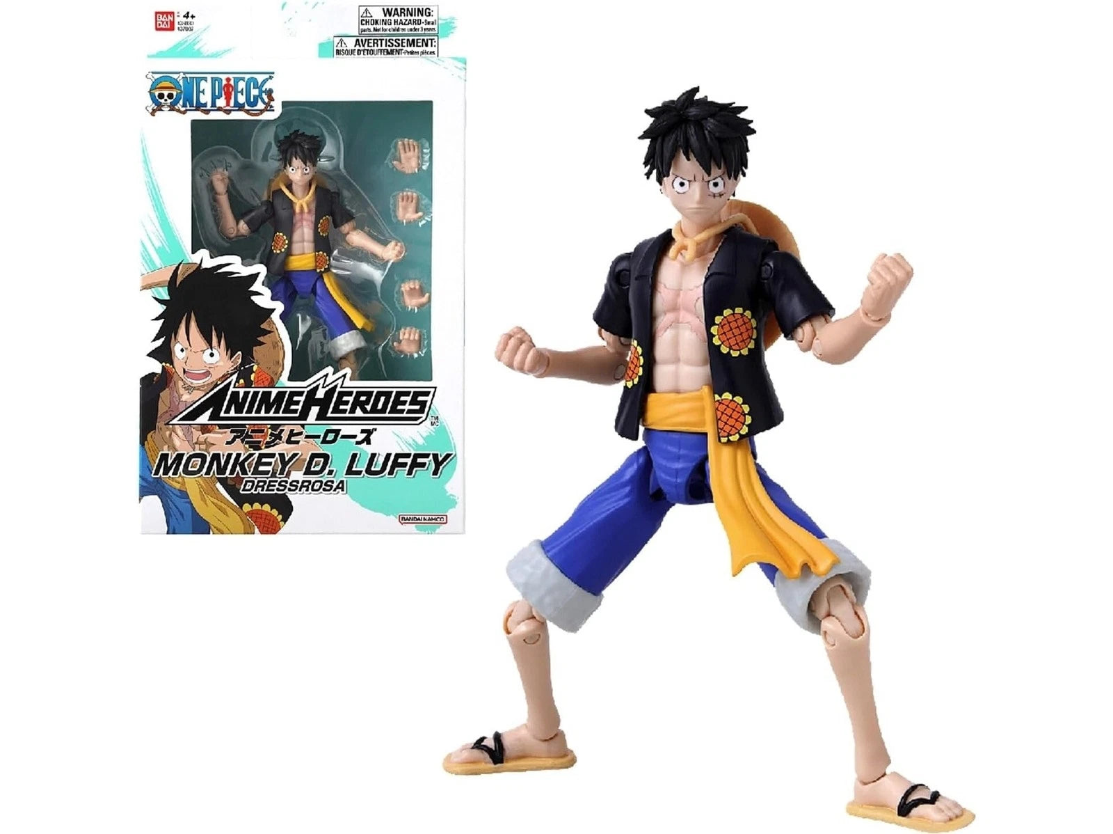 BANDAI 37007 ONE PIECE MONEY D. LUFFY ANIME HEROES FIGURE DRESSROSA