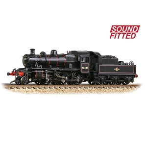 GRAHAM FARISH 372-628ASF LMS Ivatt 2MT 46447 BR Lined Black (Late Crest) SOUND FITTED N GAUGE LOCO
