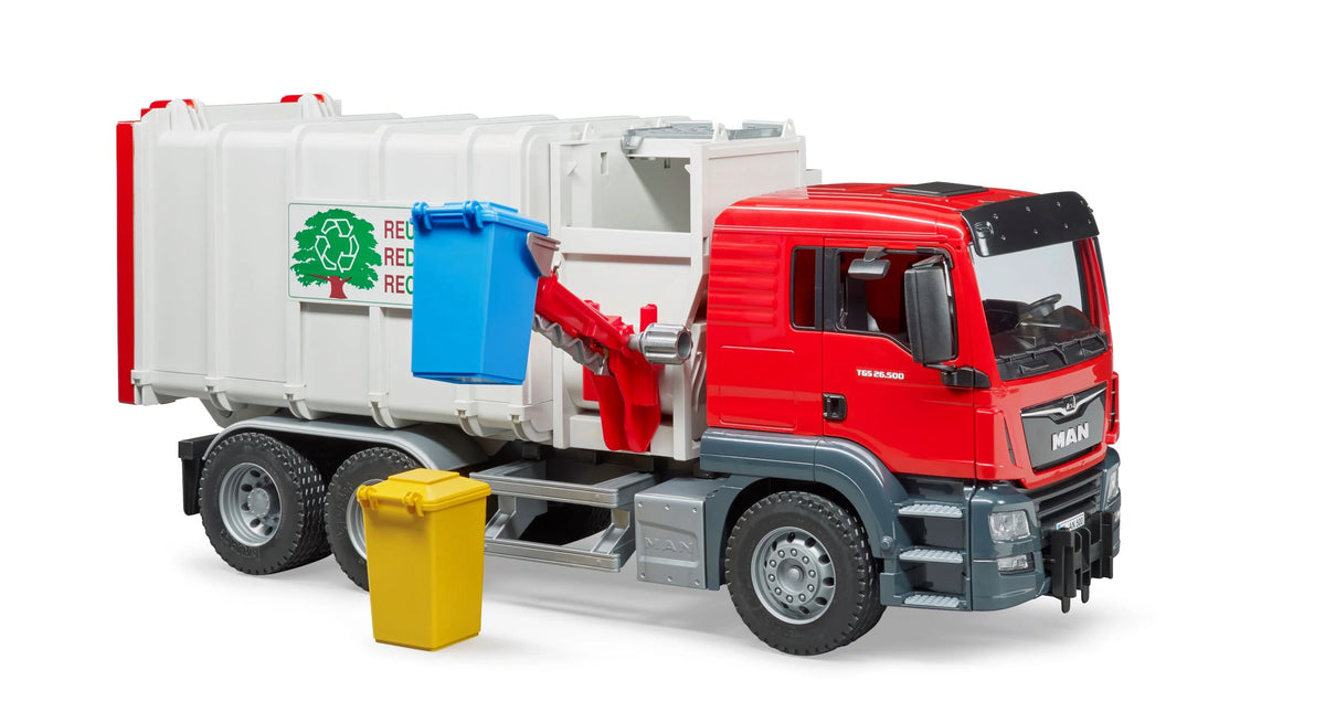 BRUDER 3761 MAN TGS SIDE LOADING BIN REFUSE LORRY