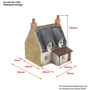 SCENECRAFT 44-122  Thatched Cottage - Honey Stone & Red Door