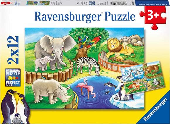 RAVENSBURGER 07602 TIME AT THE ZOO 2X12 PIECE PUZZLE