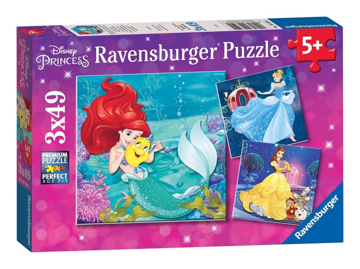 RAVENSBURGER 09350 DISNEY PRINCESS ADVENTURES 3X49 PIECE JIGSAW PUZZLE
