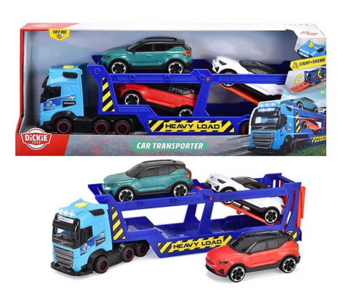 DICKIES TOYS 203747017 VOLVO CAR TRANSPORTER WITH LIGHTS & SOUNDS