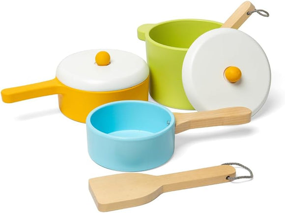 BIGJIGS BJ36043 WOODEN POTS AND PANS