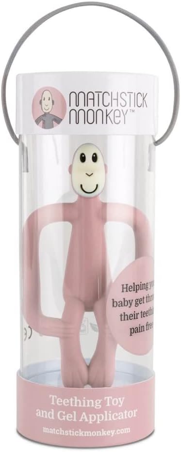 MATCHSTICK MONKEY DUSTY PINK MONKEY TEETHER