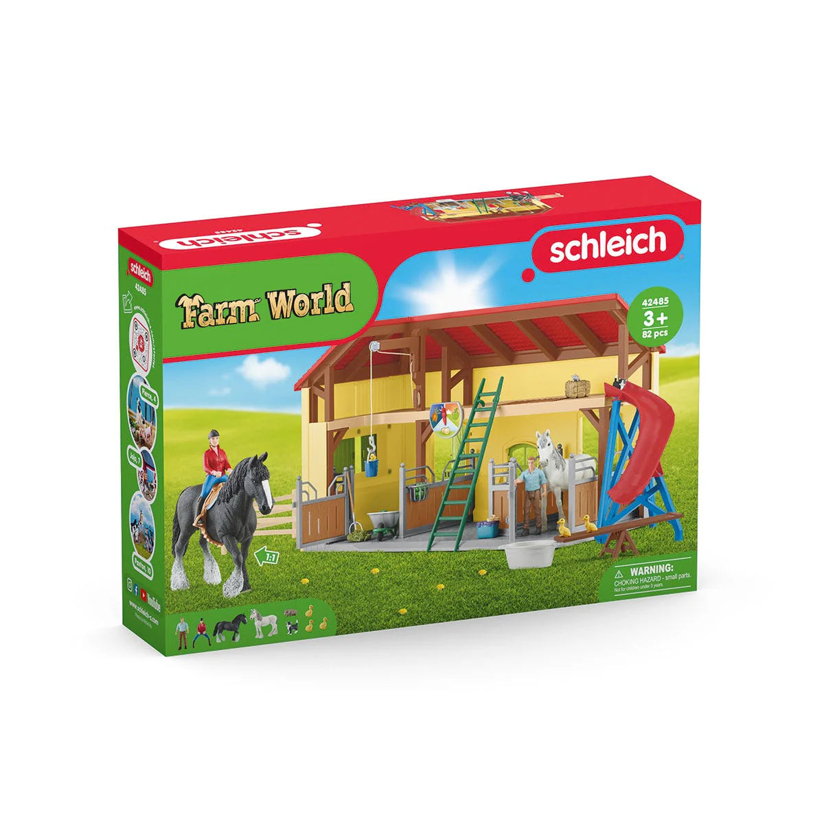 SCHLEICH 42485 FARM WORLD HORSE STABLE WITH ANIMALS