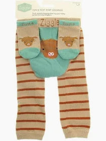 ZIGGLE LEG4273 LEGGINGS & SOCKS HIGHLAND COW AGE 6 - 12 MONTHS