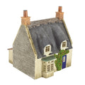 SCENECRAFT 44-122G Thatched Cottage - Grey Stone & Blue Door