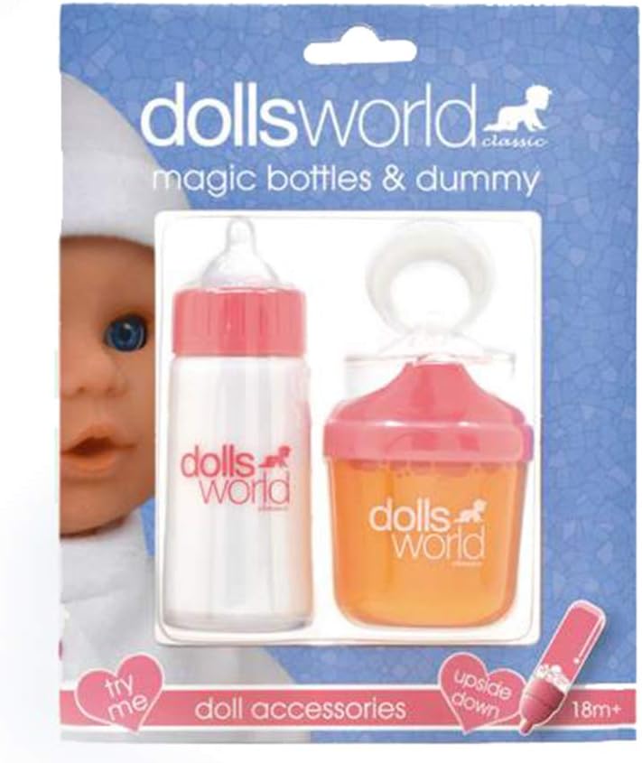 DOLLS WORLD 60100 MAGIC BOTTLES ORANGE MILK AND DUMMY SET