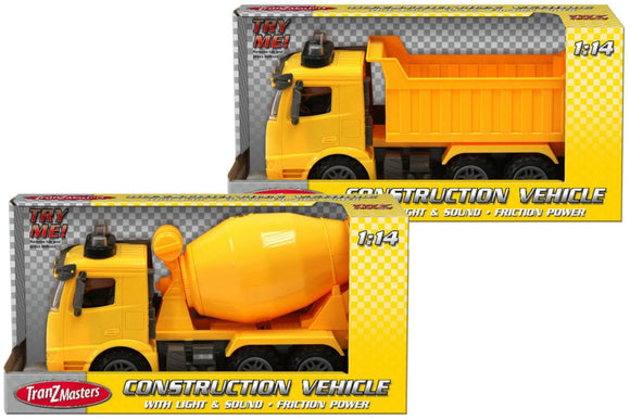 TRANZMASTERS TY5525 CONSTRUCTION VEHICLE WITH LIGHTS AND SOUNDS (DESIGNS VARY)