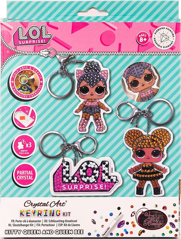 CRAFT BUDDY CAKC-LOLSET01 CRYSTAL ART LOL KITTY QUEEN & QUEEN BEE KEYRING KIT